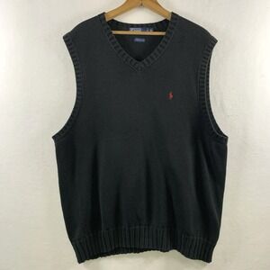 Vintage Polo Ralph Lauren Men Cotton Sweater Vest XL Ivy League Preppy Hong Kong